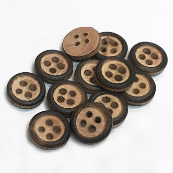 WD-101-D Burnt Wood Shirt Button, Priced by the Dozen 